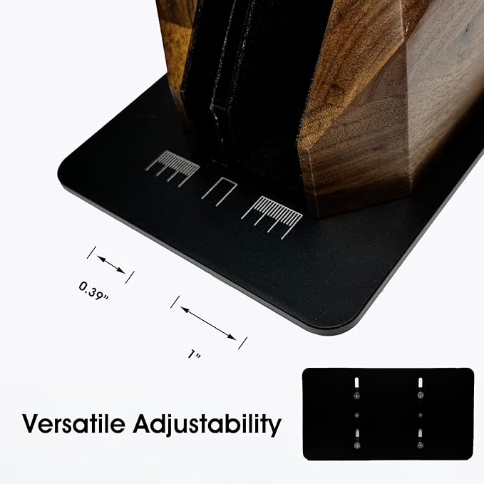 Walnut Wood Vertical Laptop Stand, Dual Slot Wooden Laptop Holder Vertical for Desk, Width Adjustable Dock Compatible with MacBook Pro and Universal Gaming Laptops