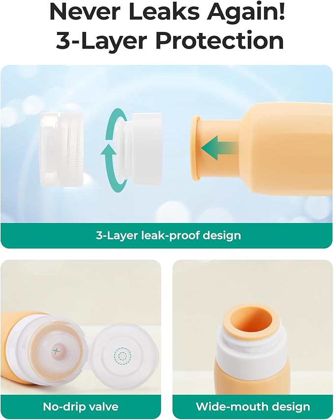BAGSMART 18 Pack TSA Approved Travel Bottles for Toiletries, Leak Proof Silicone Travel Size Containers Bottles for Shampoo, Macaron