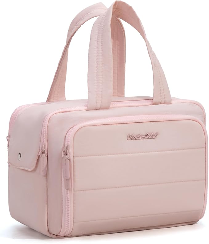 Montana West Travel Toiletry Bag for Women, Large Capacity Makeup Organizer, Lightweight Puffy Cosmetic Bag with Waterproof Lining, Front & Back Zipper Pockets, Travel Essentials Bag