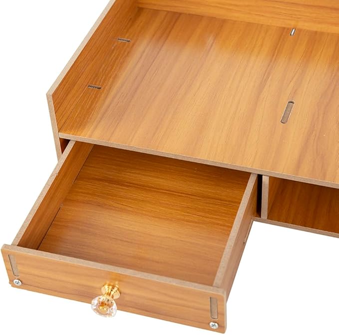 Computer Monitor Height Rack, Desk Shelf with Storage Drawer & Free Phone Stand for Desktop