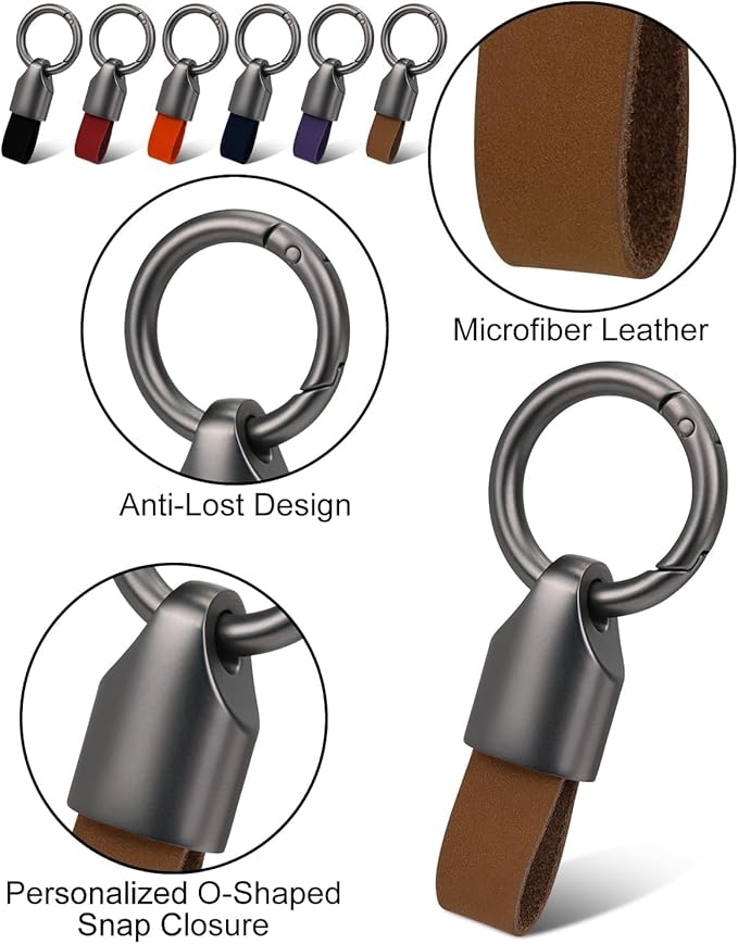 Car Key Chain Clip Leather Keychain Key Fob, Key Chain Rings for Car Keys Key Holder with Zinc Alloy Buckle for Men