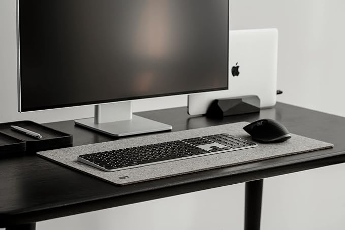 Oakywood Vertical Laptop Stand Wood - Adjustable Wooden Dock for Desk, Compatible with All MacBook Pro, MacBook Air, iPad, Handmade Black Stained Oak, Computer Stand, Laptop Holder