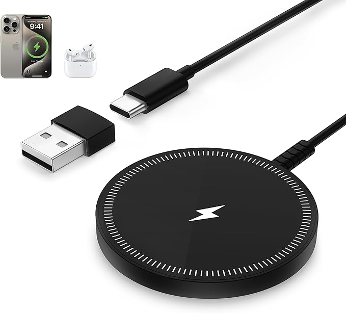 Bohuma Magnetic Wireless Charger – Compatible with iPhone 12-17 Series Airpods - Sleek Lightweight Design with Fast Charging – Ideal for Travel Work & Home – Black