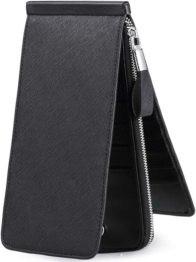Women's Genuine Leather Credit Card Holder RFID Long Zipper Purse Wallet
