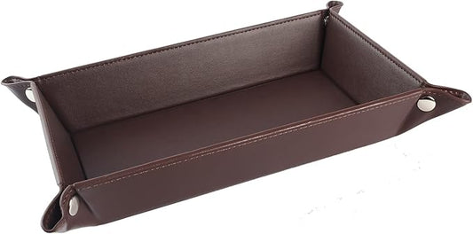 Valet Tray for Men Women - PU Leather Travel Catchall Tray Organizer - Rectangle