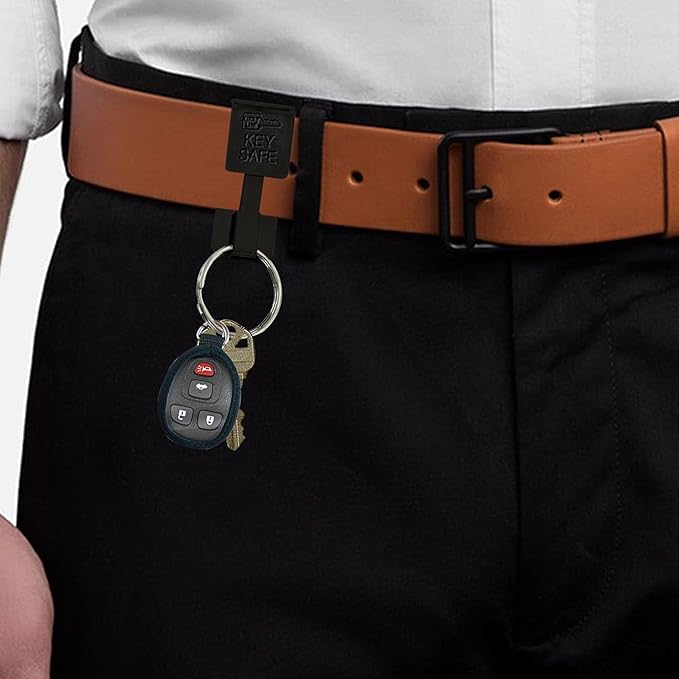 Lucky Line Key Safe Belt Key Ring Holder Slip On, 2" Wide Belt, Black Powder Coat - Heavy Duty Belt Key Clip, Key Chain, 5 Pack (477005)
