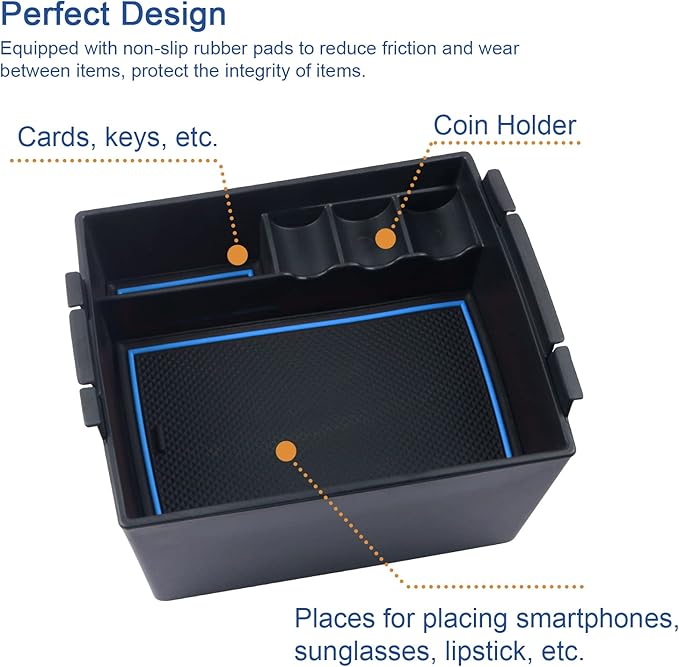 Double Layer, 2022-2025 2026 Maverick Center Console Organizer for Ford Maverick (XL/XLT/Lariat/Tremor/Lobo), Durable ABS Plastic Console Tray Insert 2024 Maverick Hybrid Accessories (Blue)