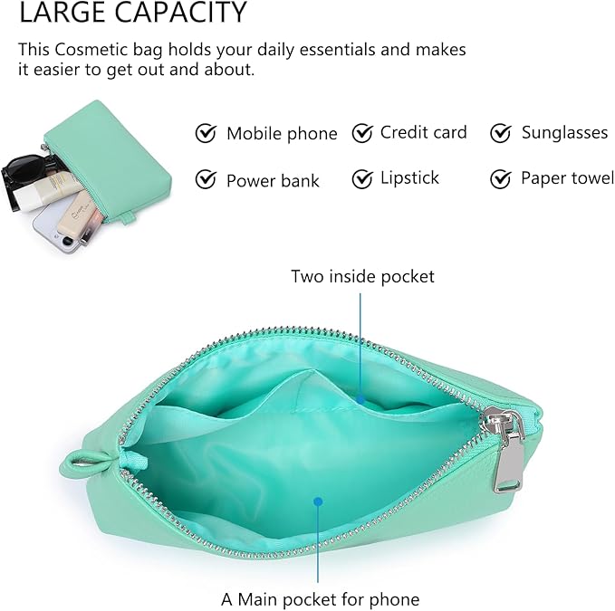 PU Leather Makeup Simple and Convenient Handbag Small Exquisite Storage Bag (PU/Light Green)