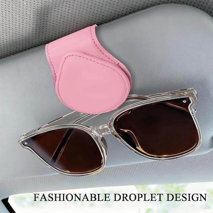 Magnetic Sunglass Holder for Car Visor, Sunglasses Visor Clip, Magnetic Leather Vehicle Glasses Ticket Card Clip, Automotive Eyeglass Hanger Organizer Accessories for Most Vehicles (Pink)