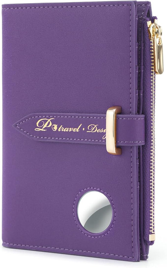 Passport Holder for Family,RFID Travel Document Organizer for Women,RFID Passport Wallet with Airtag Holder,Family Passport Protector Case, Anti-Lost Travel Essentials(Air tag Not Included)