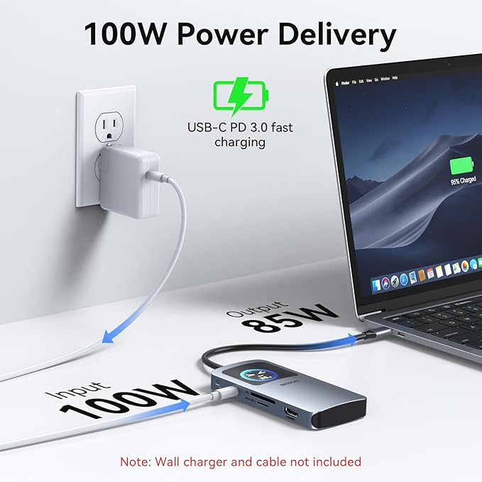 MOKiN 7 in 1 USB C Hub, 4K@60Hz Smart LED Docking Station with HDMI,PD 100W,2*USB A 3.0,USB C 3.0,SD/TF Card Reader,Monitor Adapter for MacBook/Dell/HP/Lenovo