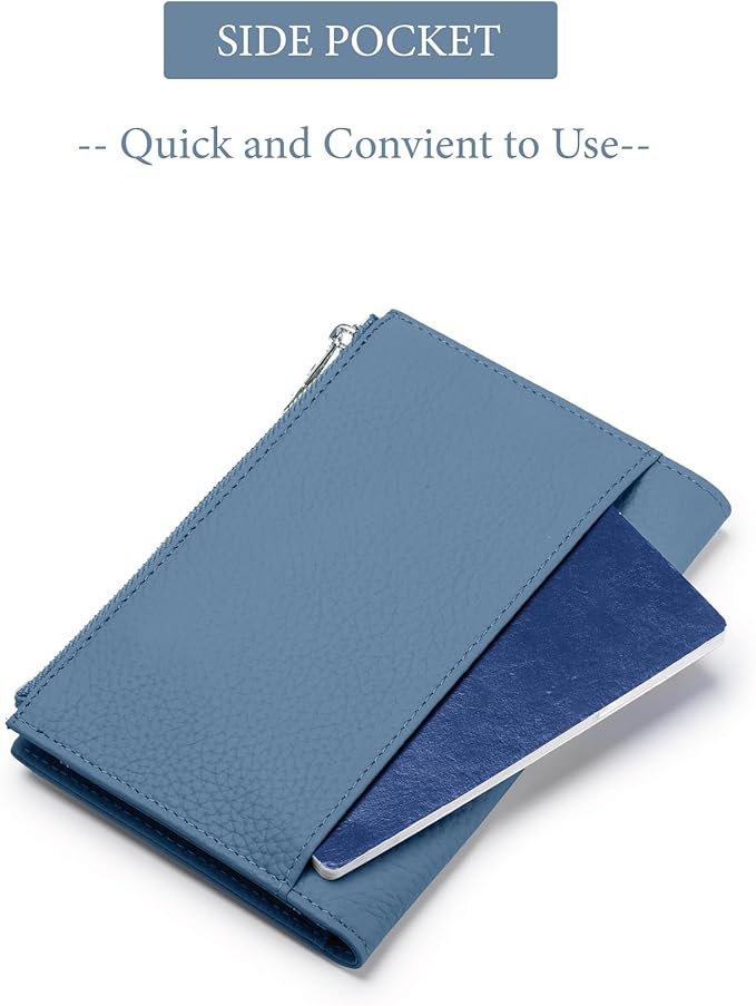 RFID passport holder for travel, Leather Passport Wallet for Women with Zippered Coins Pocket and SIM Slots, Passport Cover Case for Travel