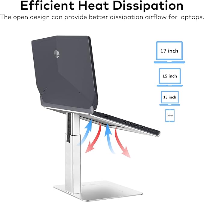 Laptop Stand for Desk, Ergonomic Aluminum Laptop Stand Adjustable Height from 7-15", Sitting and Standing Laptop Riser for 10-17" Notebook