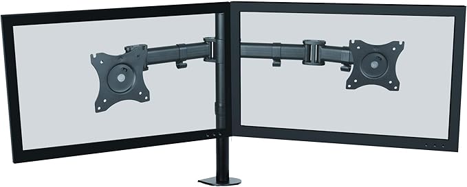 Kantek Dual Monitor Arm, Stand Mounts 2 Screens up tp 27", 2 Articulating Adjustable Arms Hold 18lbs, Desk and Grommet Mount, Cable Management, VESA