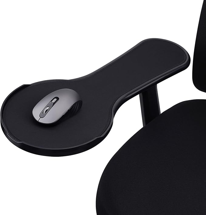Ergonomic armrest Mouse pad for Chair, Chair arm Mousepad Mouse Tray, Attaches to Chair with Straps,Black