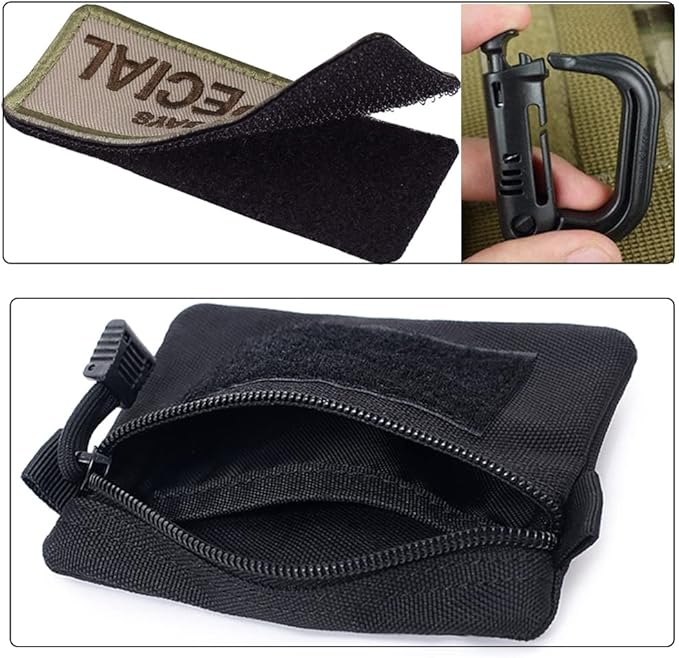 Tactical Keychain Pouch - Military Mini Size Belt Gear EDC Pocket Organizer as Coin Purse ID Card Holder Car Fob Key Waist Case Wallet Earphone Pack (2 Orange)