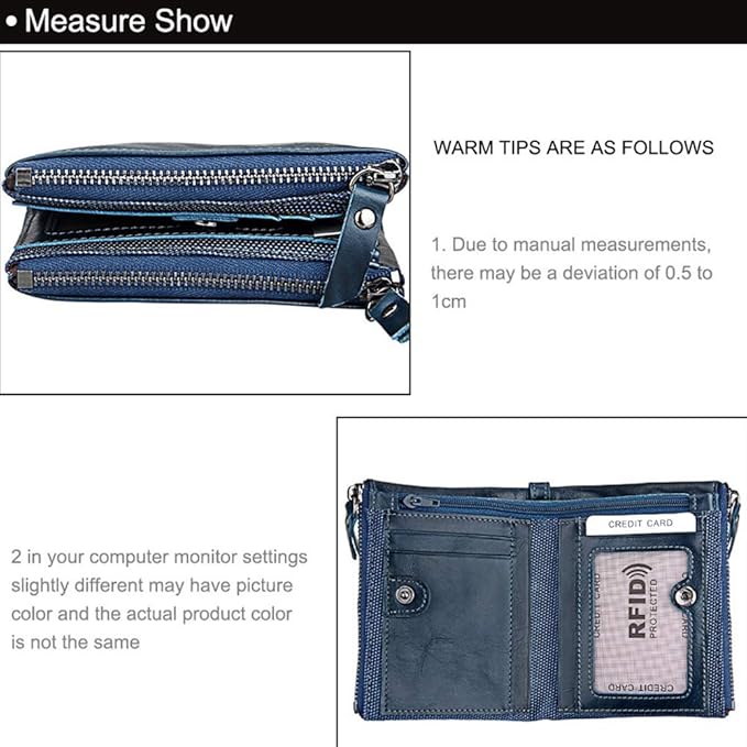 Men's Folding Double Zip Wallet RFID Blocks Retro Short Coin Purse