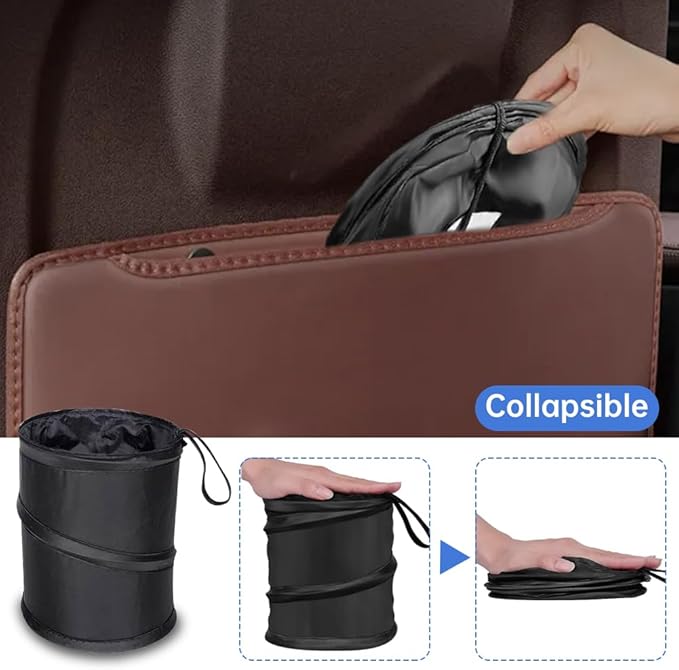 2 Pack Car Trash Bins, Mini Collapsible Car Garbage Can with Sticker, Hanging Car Trash Bag for Back Seat, Multipurpose Water Proof Bag Leak Proof Garbage Bin for Car(Size:6.30 x 7.87inch)