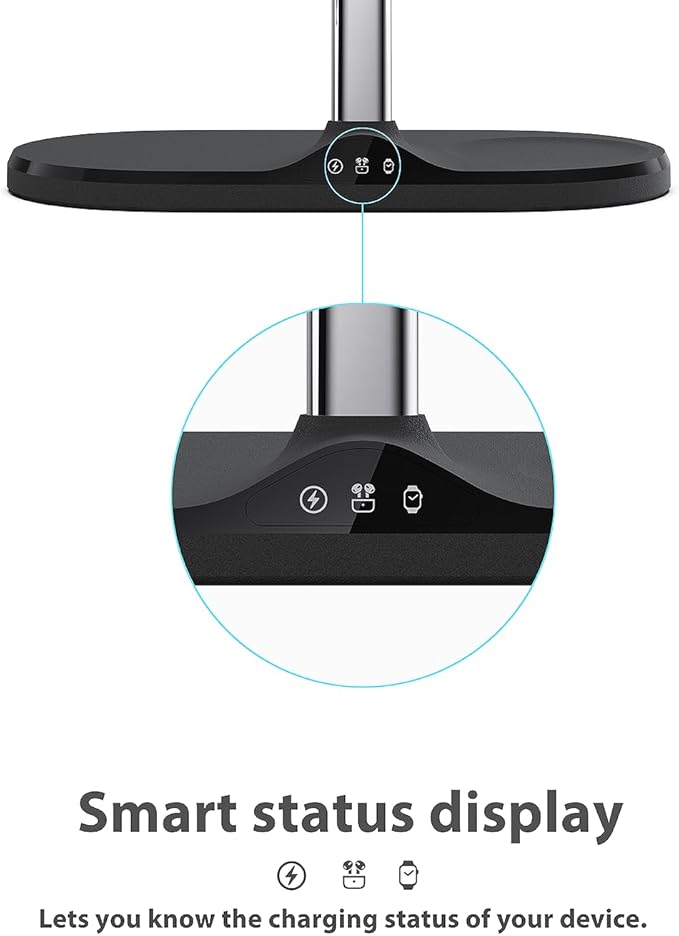 3-in-1 Wireless Charging Station for Apple Devices - Fast Charging Station for iPhone and Watch with MagSafe, Stable Charger Stand for iPhone 12-15 & iPhone 16 & iWatch & AirPods, Adapter Not Included