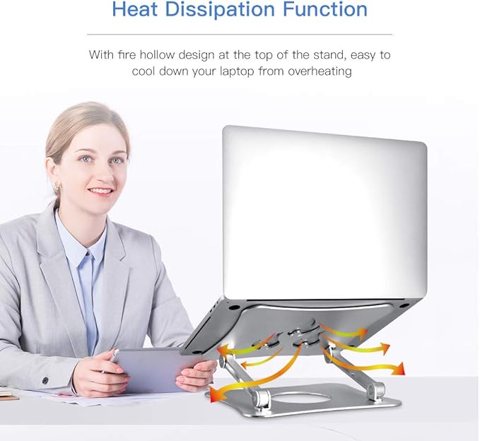 Ergonomic Adjustable Laptop Riser, Computer Stand Laptop Holder Compatible with 10-15.6" Laptops and Tablets (Aluminum, Silver)