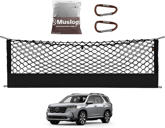 Muslogy Truck Bed Cargo Net Trunk Netting Compatible with Honda Pilot 2023-2026 | 2026+ Passport Accessories, Pickup Cargo Organizer SUV Sedan Storage Net w/Heavy Duty Carabiners