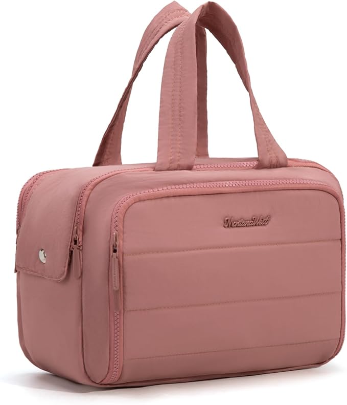 Montana West Travel Toiletry Bag for Women, Large Capacity Makeup Organizer, Lightweight Puffy Cosmetic Bag with Waterproof Lining, Front & Back Zipper Pockets, Travel Essentials Bag