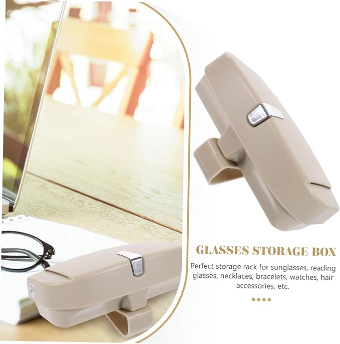 SHERCHPRY 1Pc Multifunctional Vehicle Sunglasses Storage Case Beige Eyewear Clip for Car Visor Durable Art Eyeglasses Holder for Organizing Sunglasses and Accessories
