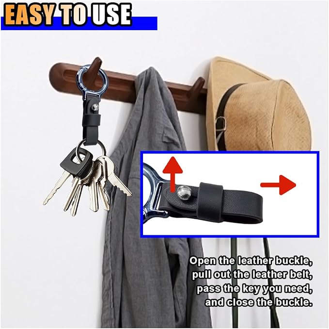 Carabiner Key Ring Clip, Car Fob Key Keychain Holder Car Keychain Clip for Men Women, Key Ring Belt Holder (Grey)
