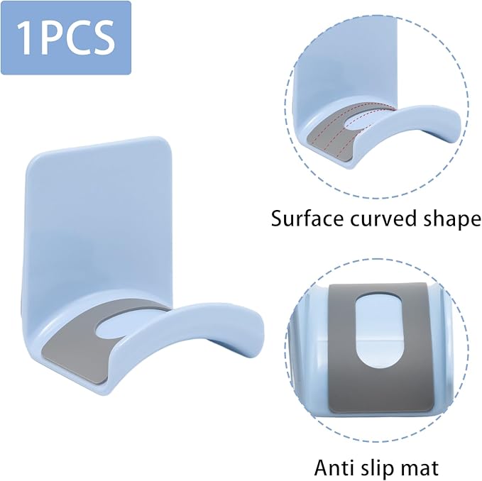 1Pcs Blue ABS Plastic Headphone Stand Hanger, Table Wall Mount Headset Holder Hook, Adhesive Earphones Hangers for Desk Headphone Hanger, Most Headphones and Controller