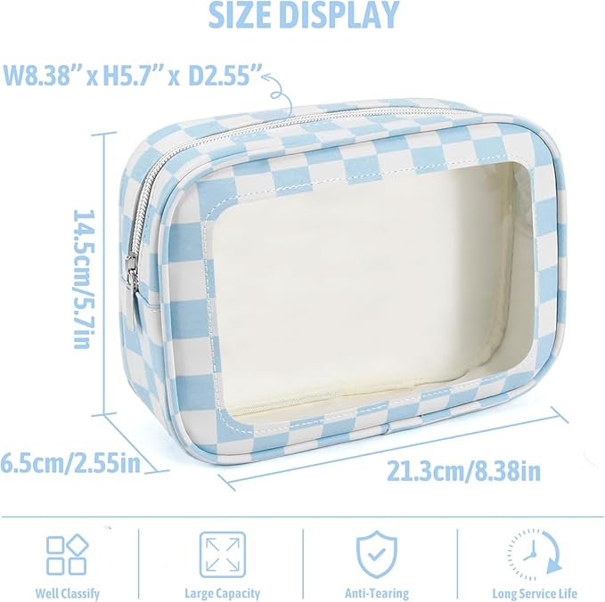 YOPCDJ 3PCS Clear Toiletry Bag,TSA Approved Travel Makeup Pouch with Zipper for Cosmetics and Toiletries，Diaper Bag Organizer Pouch Set,Women's Purse Organizer and Clear Car Bag