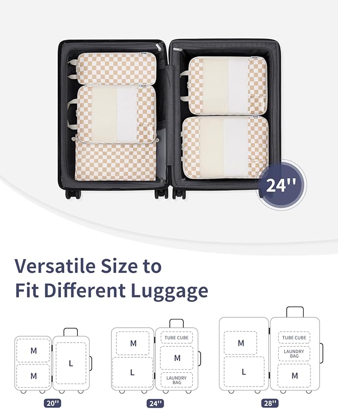 Narwey 6 Set/5 Set Compression Packing Cubes for Travel Kids Women Carry on, Packing Organizers Bag for Backpack Luggage Suitcase Duffle Bags