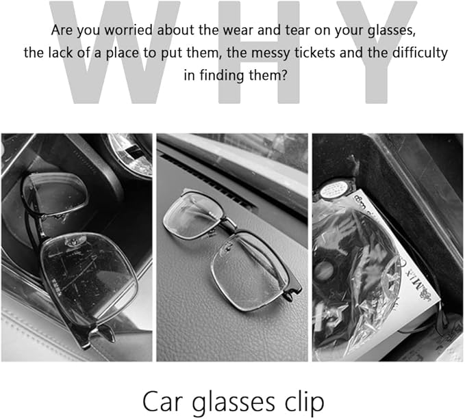OFBAND Magnetic Sunglass Holder for Car Visor,PU Leather Car Sunglass Holder Organizes Glasses Tickets Cards & Keeps Car Tidy,Universal Car Accessories Interior (Khaki)