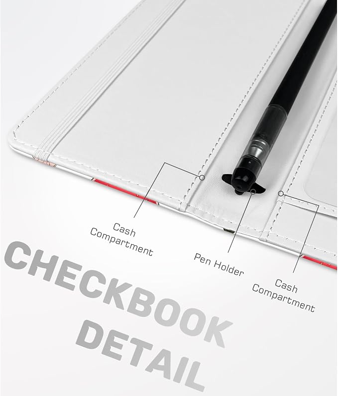 Printed Checkbook Cover, RFID Blocking Checkbook, Stylish, Lightweight, Slim Durable, Multi-Functional Checkbook Holder for Personal and Business Checks (Strawberry)