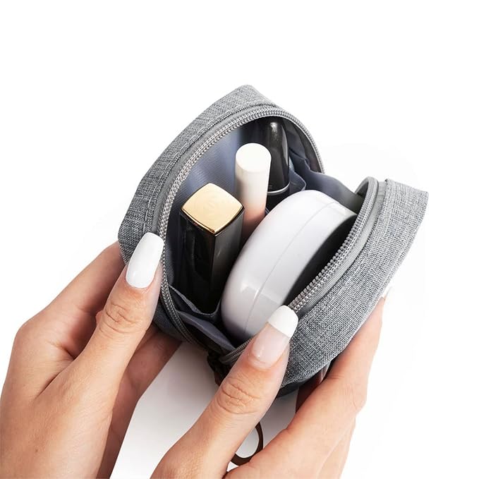 Hekyip Mini Cosmetic Bag, Travel Makeup Pouch, Portable Waterproof Cosmetic Pouch for Girls Women, Mini (Mini Gray)