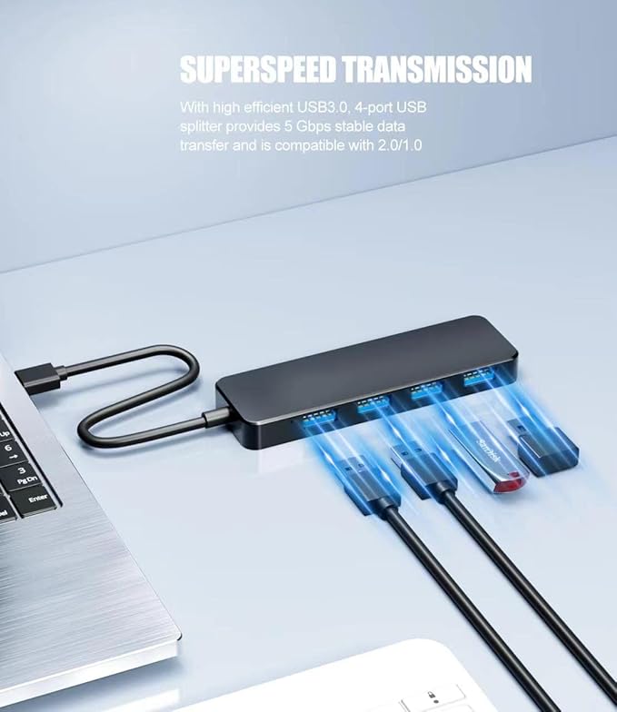 USB Hub 3.0, PANPEO 4-Port USB 3.0 Hub Multi USB Port Expander for Laptop, Xbox, Flash Drive, Mobile HD, Console, Printer, Camera, Keyborad, Mouse