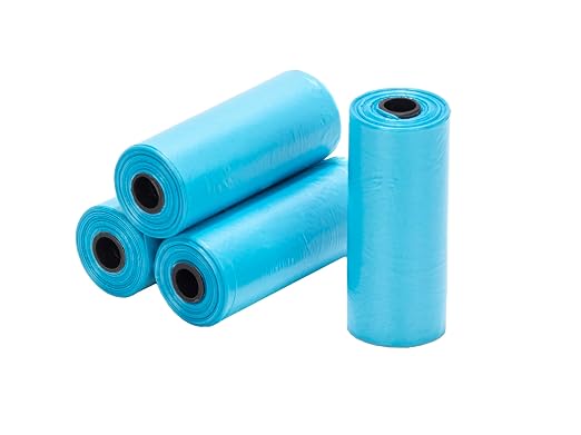 Ginsco 0.8 Gallons Disposable Trash Bags for Mini Car Trash Can, Portable Small Car Garbage Bags, Cars Accessories, Mini Trash Bags, Plastic Trash Bag for Cars/Home/Office (4 Rolls/60 Counts) Blue