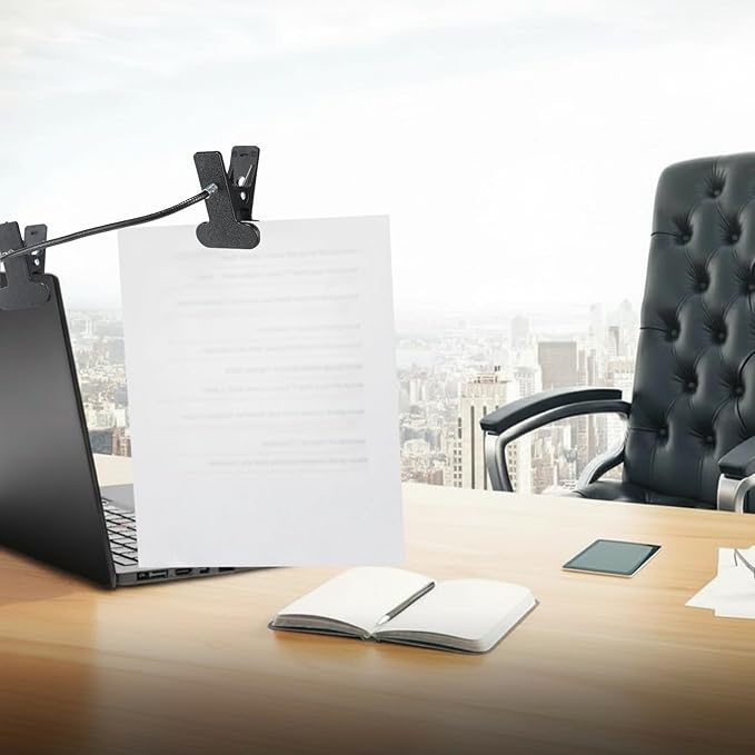 2 Pcs Paper Holder for Typing, Mini Clip On Document Holder Laptops and Monitors Copyholder Small Document Paper Stand for Desk Typing Compact Office Supplies, Black