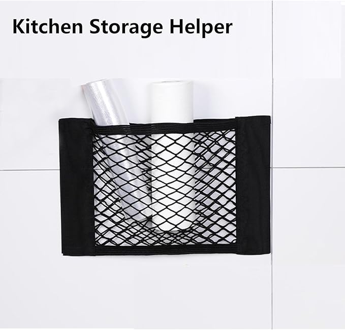 Universal Mesh Cargo Net with Tape Stickers Car Stretchable Storage Net Wall Sticker Organizer Pouch Bag Storage Mesh Net for SUV Car Trunk Storage(15.7x9.8 Inch)