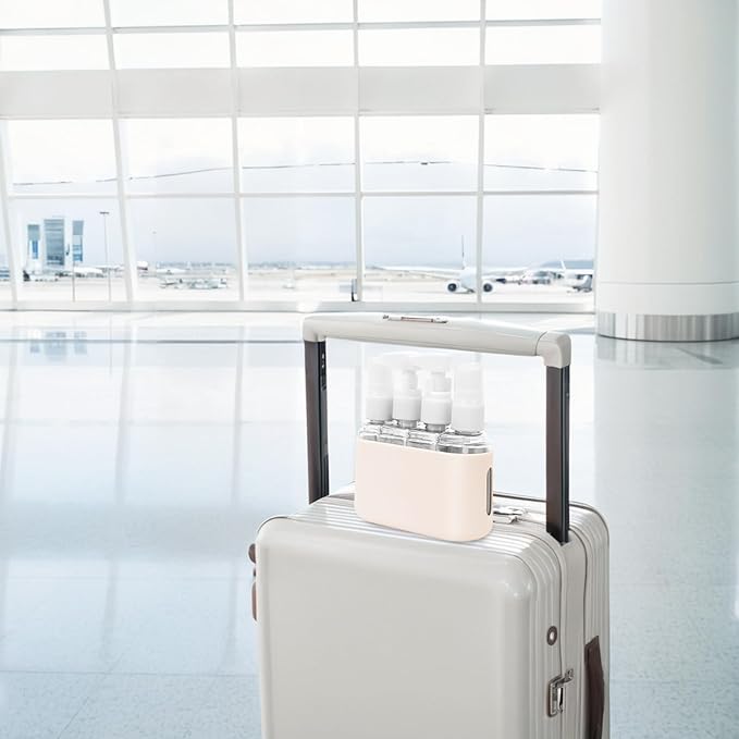 Skycase Travel Bottles - Leak Proof Refillable Tsa Approved Travel Size Toiletries, 4 in 1 Liquid Bottles Containers with Labels and Funnel Airplane Accessories Kits for Lotion Liquid (White)