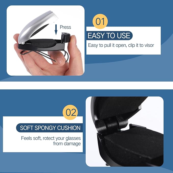 Frienda 5 Pcs Auto Car Vehicle Sun Visor Clip Holder Sunglasses Holder for Eyeglasses Mount Ticket Card Clip for Car Accessories (Silver)