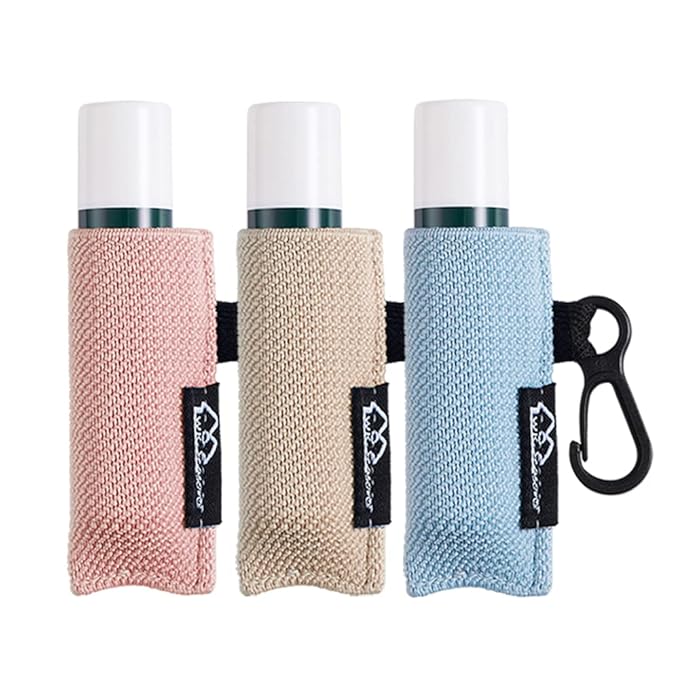 WK IEASON Lip Balm Holder Keychain Single 3pcs Clip on Chapstick Keychain Sleeves Holder Pouch Tight-Knit Elastic Lipstick Key Chain Holder
