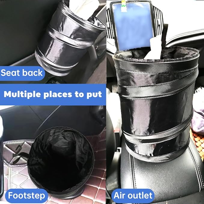 2 Pack Car Trash Bins, Mini Collapsible Car Garbage Can with Sticker, Hanging Car Trash Bag for Back Seat, Multipurpose Water Proof Bag Leak Proof Garbage Bin for Car(Size:6.30 x 7.87inch)