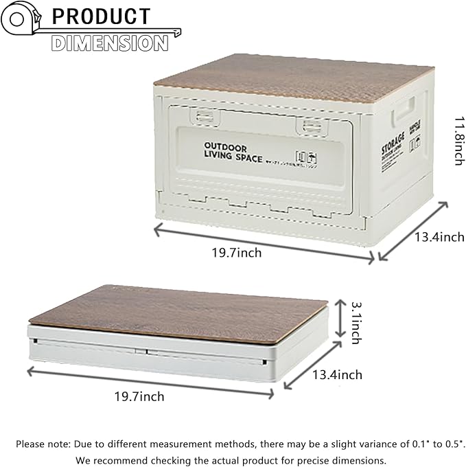 【3-Side Opening 50L Storage Bins with Lids，Portable Foldable Storage Box ，Plastic Stackable Storage Bin for Camp Car RV, Office (White)