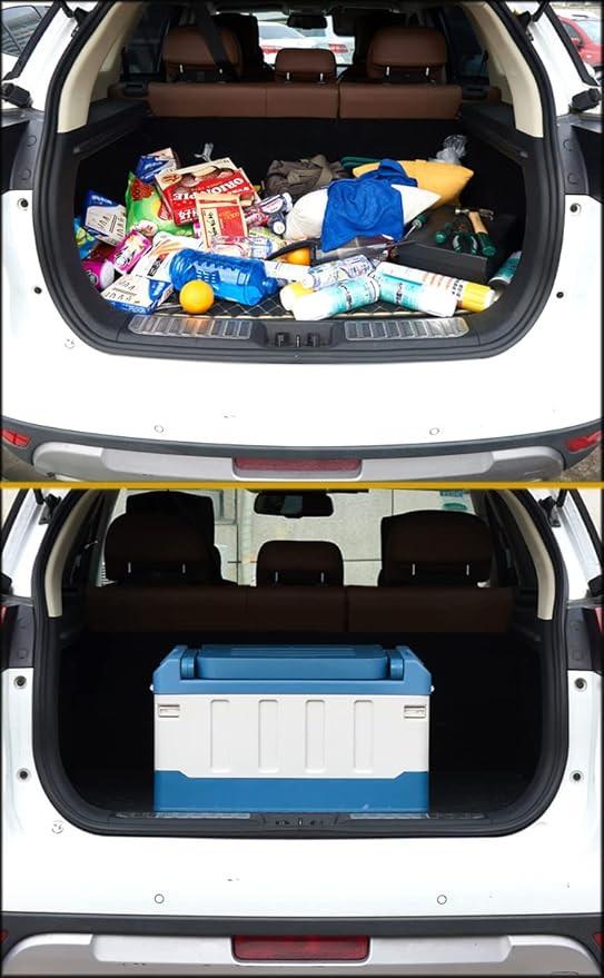 Plastic Foldable Trunk Organizer Waterproof Car Trunk Organizer with Lids Portable Collapsible Storage Bins Car Organizer and Storage SUV for Clothes Toy Books Snack and Grocery
