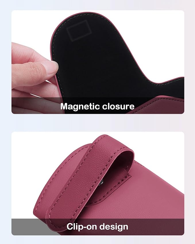 Magnetic Sunglass Holder for Car Visor Clip, Visor Accessories Eyeglasses Holder, Leather Glasses Storage Case