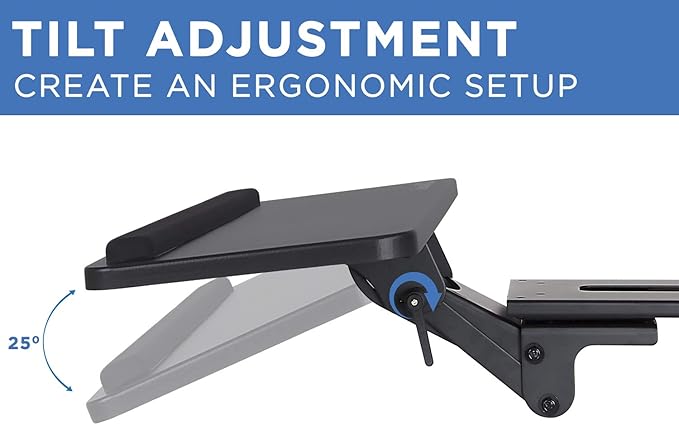 Mount-It! Under Desk Keyboard Tray, Slide-Out Keyboard Drawer with Height, Tilt and Swivel Adjustment, 25" x 10" Keyboard & Mouse Platform with Wrist Rest, Bolt-On Under Desk Mount
