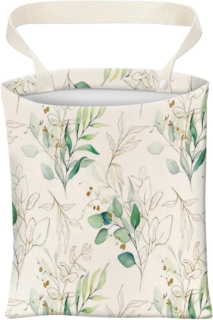 Car Trash Can, Cute Car Trash Bag, Hanging Car Organizer and Storage Bag, Trash Bin for Car Accessories, Vehicle, Travelling, Camping Cute Golden Leaf