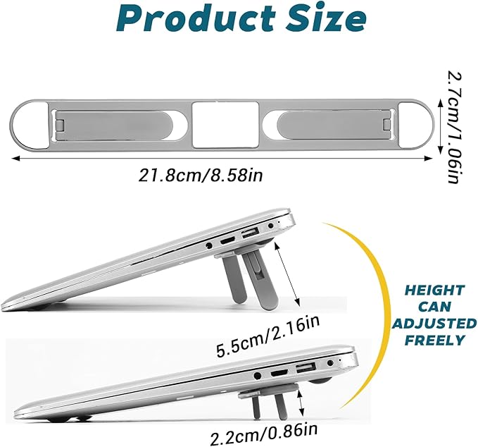 Foldable Keyboard Riser Stand, Self-Adjusting Laptop Feet with Dual Angles Small Computer Stand Portable PP Computer Keyboard Lift for Desk Grey Laptop Legs