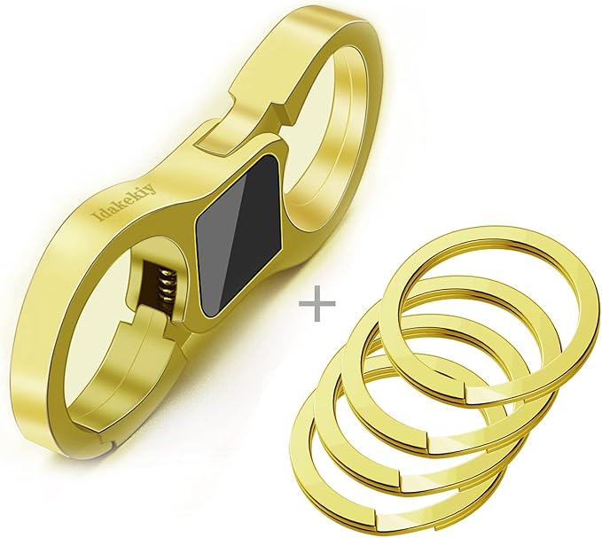 Idakekiy Key Chain Quick Release Spring with 4 Key Rings Heavy Duty Car Keychain Organizer for Men and Women