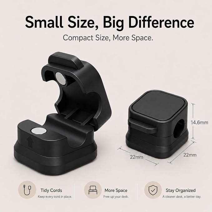 10 Pack Cable Organizer Clips, Adhesive Cord Holder for Desk, Office, Car & Nightstand, Spring Lock Cable Management with Strong Acrylic Adhesive, Black